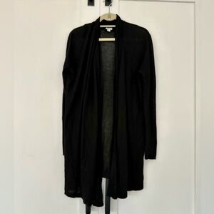 Classic Black Open-Front Longline Cardigan